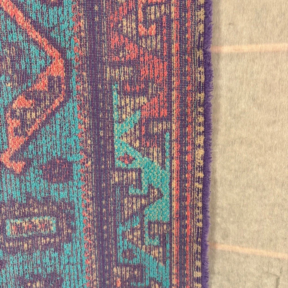 Ralph Lauren Cotton Towel Southwestern Aztec Tribal Purple Teal Pink 48x27 VTG